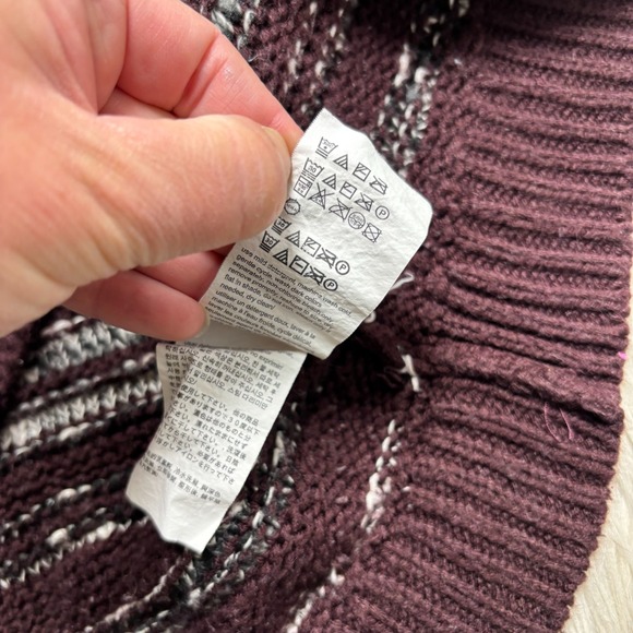 Calvin Klein Women's L Maroon Textured Stripe Relaxed Sweater Preppy Cozy - Picture 4 of 5